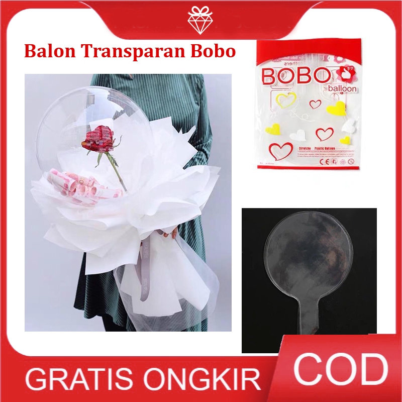 ECER 3PCS Balon Transparan PVC Bening Bobo Balloon - Dekorasi Pesta Ultah Kado Hampers BLN001
