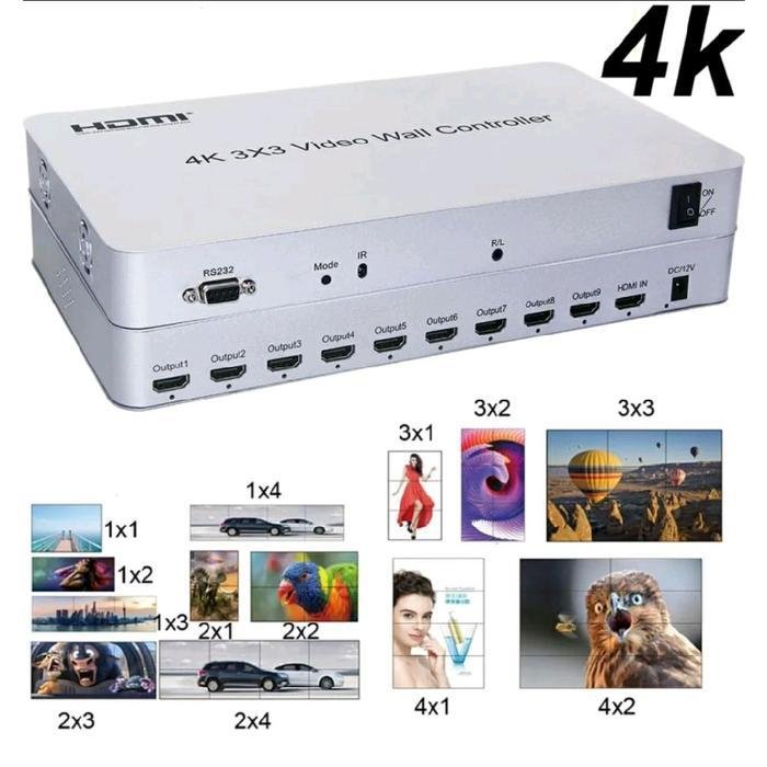 HDMI Video Wall 3x3 controller & player Support 4K