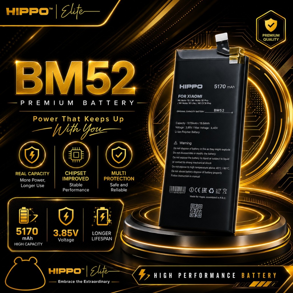 Hippo Baterai BM52 Xiaomi Mi Note 10 / Note 10 Pro / Note 10 Lite / CC9 5170mAh Battery Batere Batra