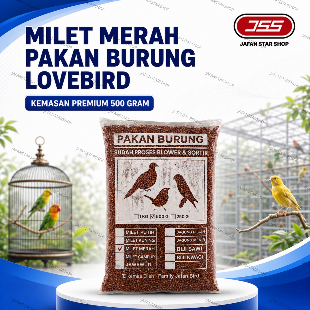 MILET MERAH BERSIH 500 GRAM PAKAN BURUNG LB KENARU NURI PARKIT DLL KEMASAN PREMIUM