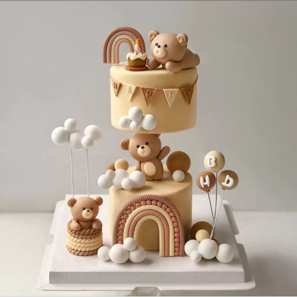 hiasan cake ulang tahun anak cewek cowok lucu beruang dan kuda menarik