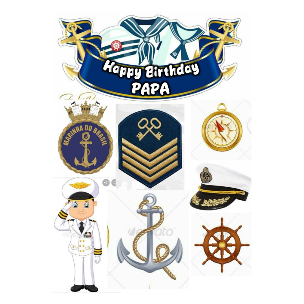 Topper Pelaut / Hiasan Cake Pelaut Custom Nama / Topper Murah Ekonomis / Cake Topper Pelaut Birthday