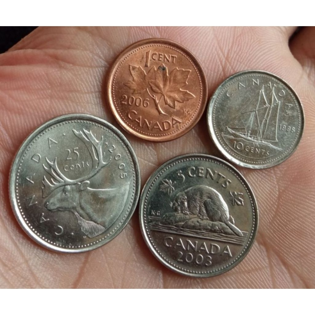 koin canada 1 cent 5 cent 10 cent 25 cent