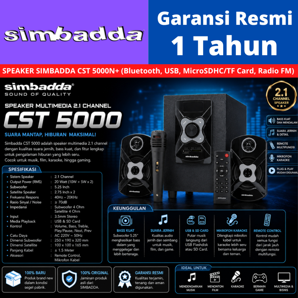 SPEAKER SIMBADDA CST-5000N PLUS SPEAKER BLUETOOTH CST 5000N+  CST 5000