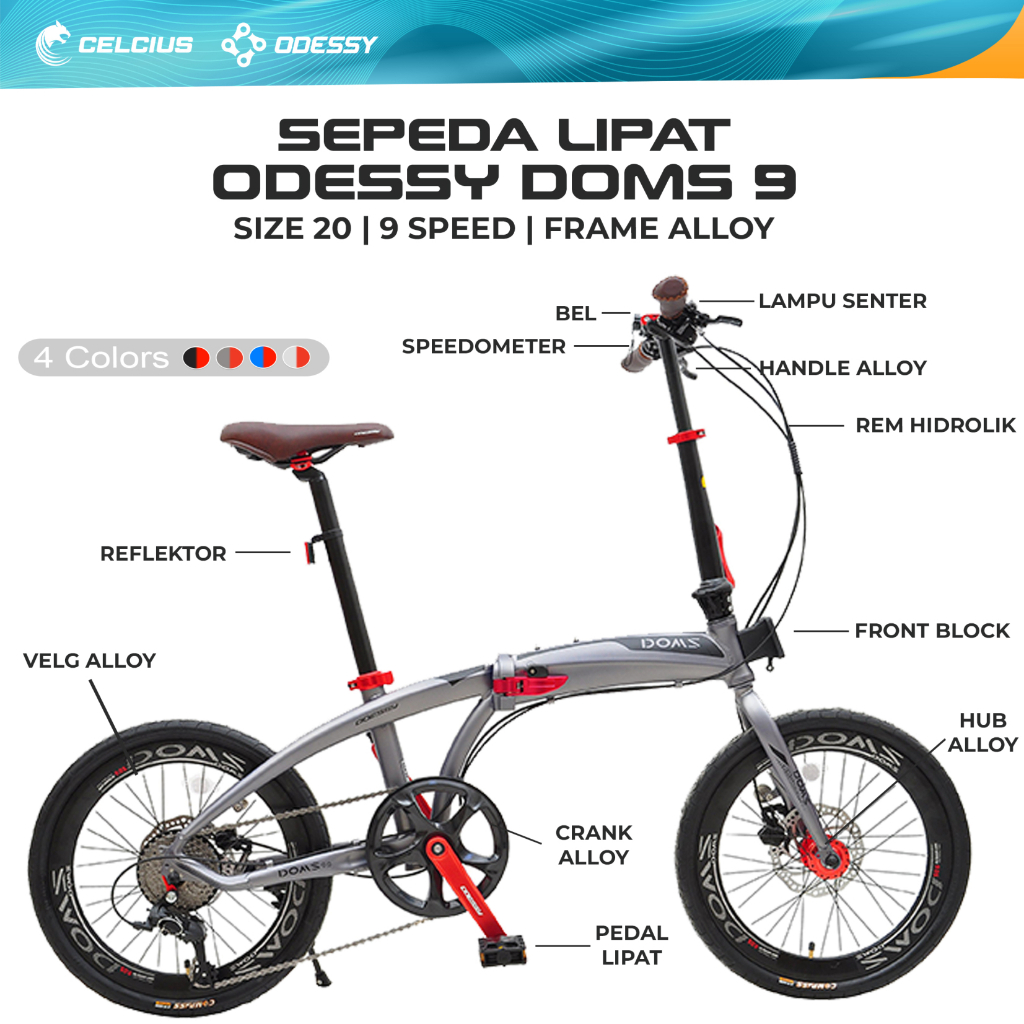 Sepeda Lipat Odessy 20 39 Doms Frame Alloy - 9 Speed