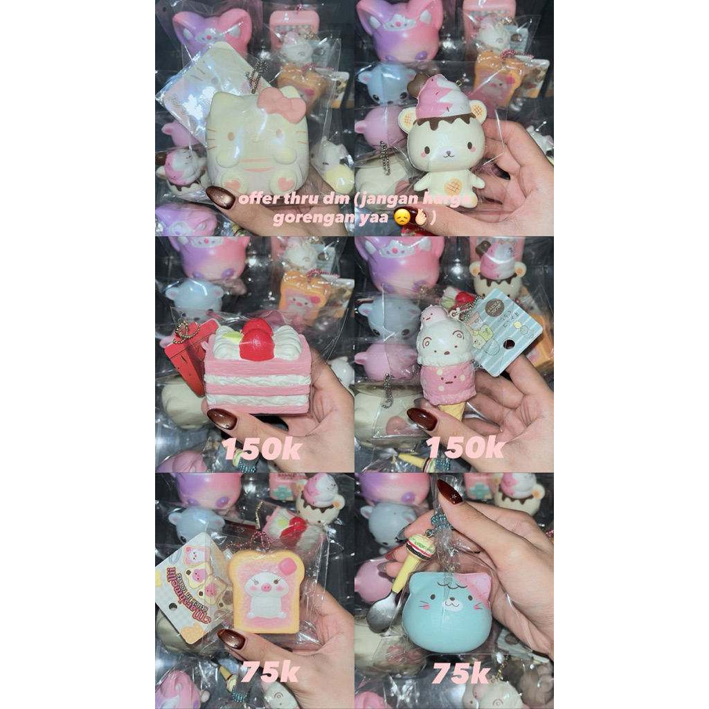 SALES preloved squishies punimaru ibloom yumiibear chigiri sanrio ib pm cg yb marshmelli toast sumik