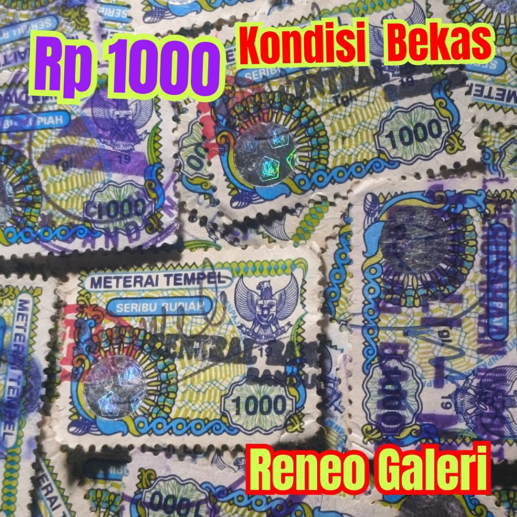 1 pcs Materai tempel 1000 Rupiah biru tahun 1996 1997 1998 1999 bekas asli original meterai tempel R