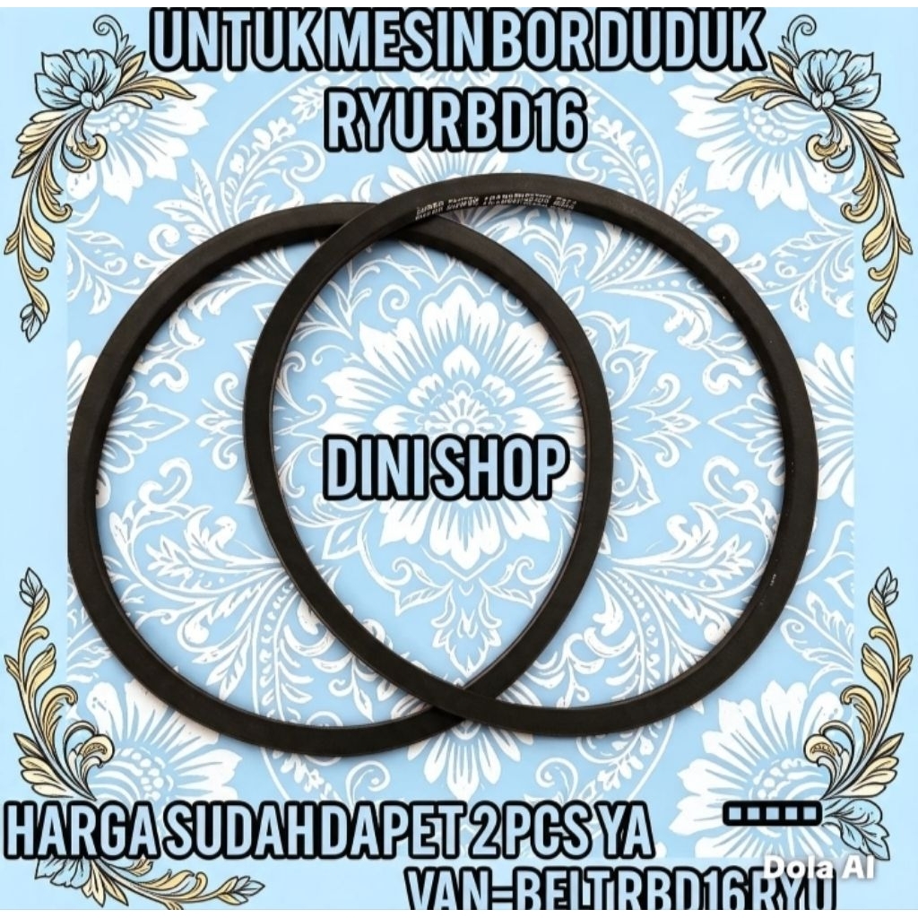 VAN BELT MESIN BOR DUDUK RYU RBD16 VANBELT RYU TAPI KIPAS RYU BOR DUDUK 16MM RBD16 BOR DUDUK RYU