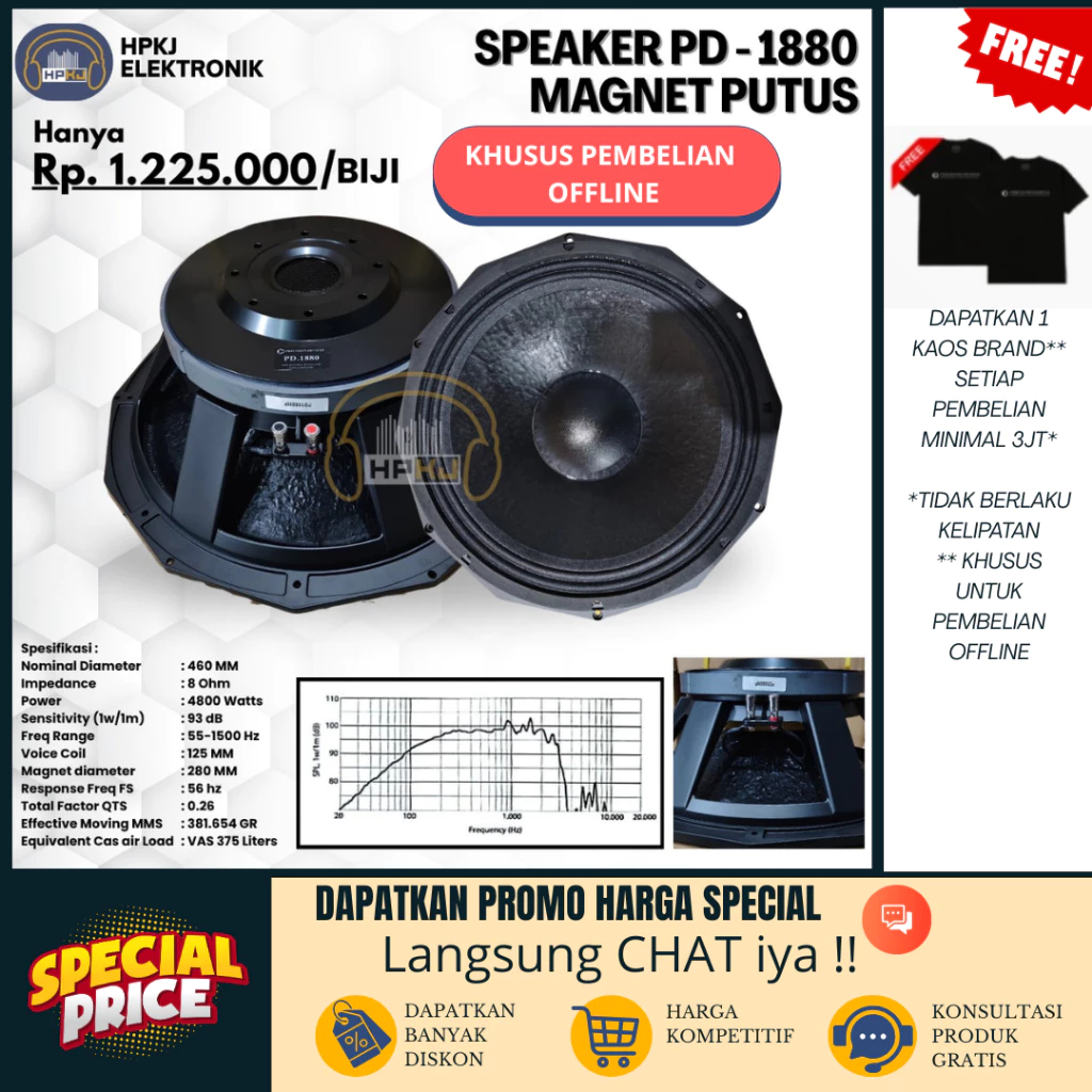 KOMPONEN SPEAKER 18 INCH PD1880/2 | PD 1880/II MAGNET PUTUS