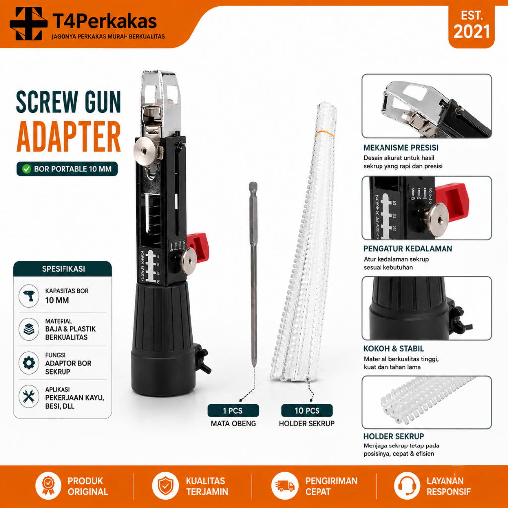 screw gun chain adapter bor sekrup otomatis  automatic screw nail gun