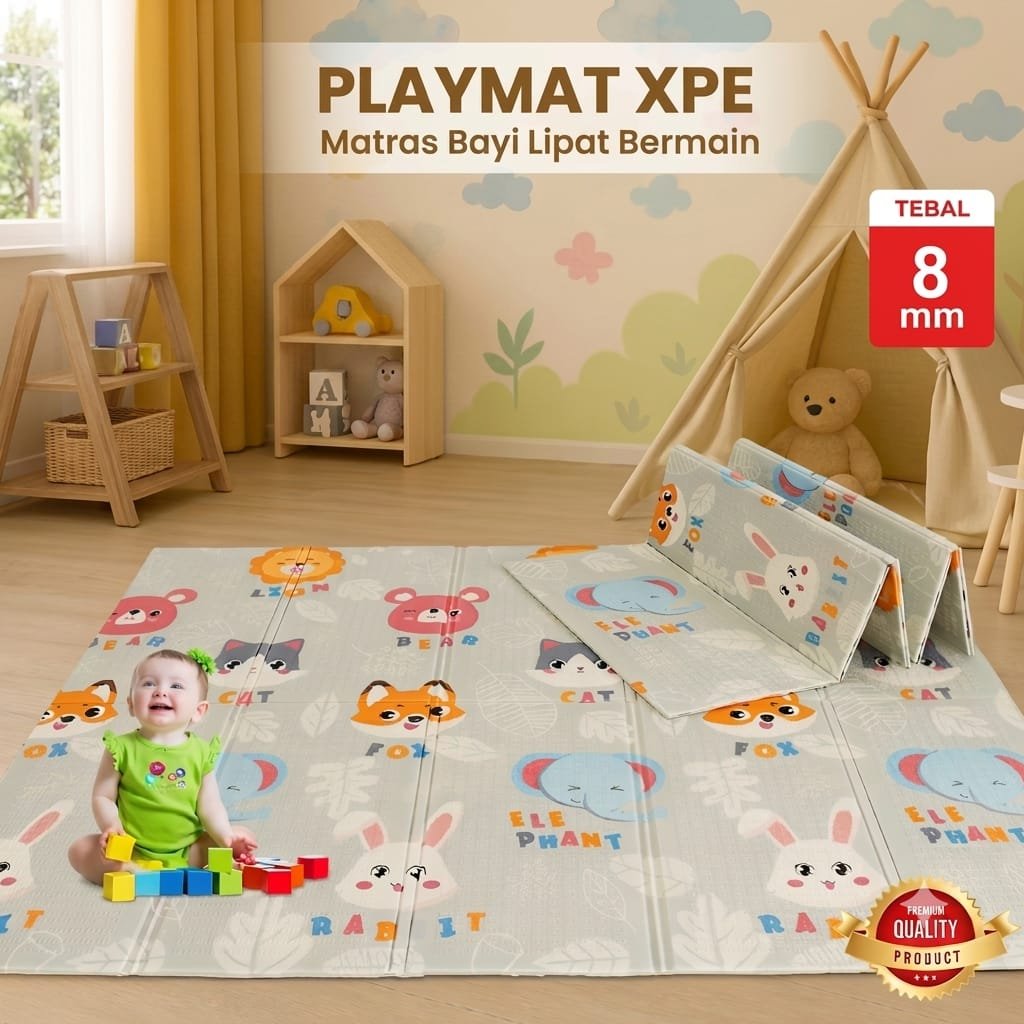 Playmate Matras Bayi High Quality | Karpet Bermain Baby Alas Lantai | Tikar Lipat Anak Murah Foam Te