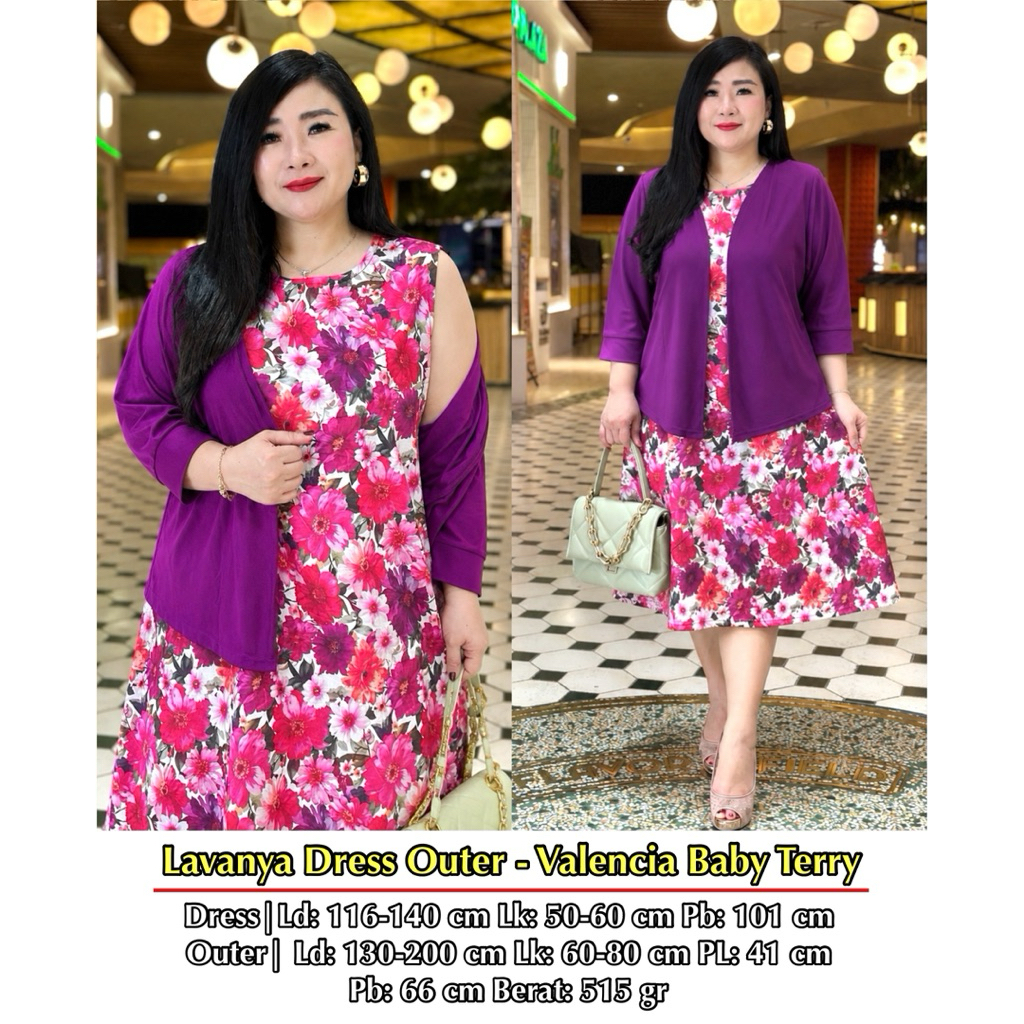 (LAVANYA DRESS OUTER) DRESS WANITA JUMBO BIGSIZE KEKINIAN