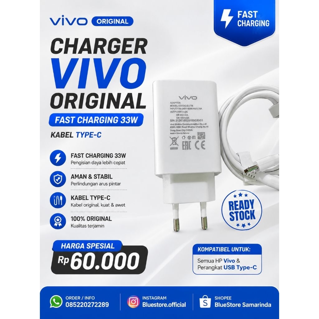 CHARGER VIVO 33W ORIGINAL FAST CHARGING