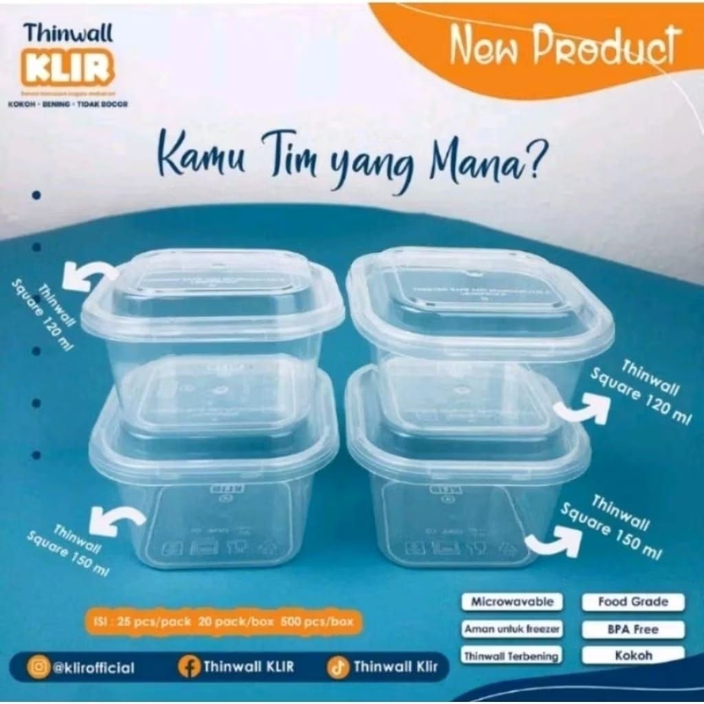 KLIR Thinwall Kontainer 150ml, 120ml- Thinwall KLIR - Thinwall kotak kecil