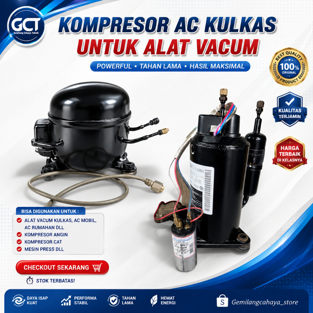 KOMPRESOR AC KULKAS Untuk Vakum Press Ngecat Siap Pakai | Kompresor Kulkas 2 Pintu AC 1/2pk