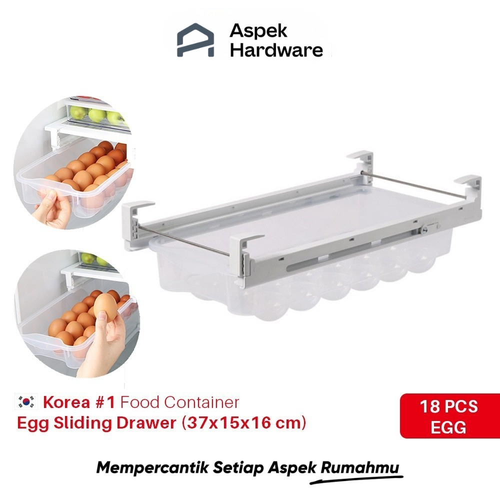 Silicook Egg Sliding Drawer (37*15*16 cm) - Tempat Telur 18 Pcs Egg Organizer