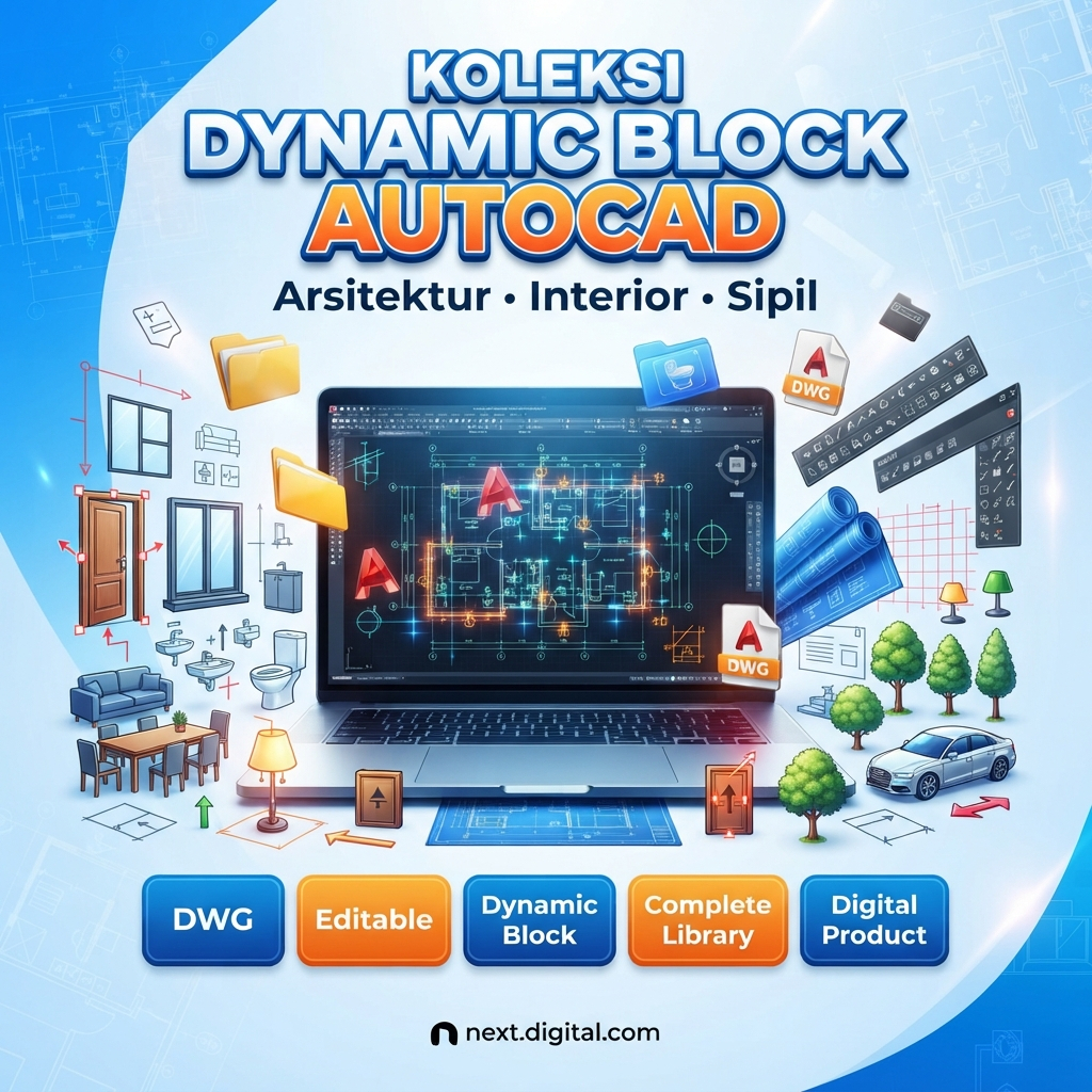 Koleksi Dynamic Block AutoCAD 2D Format DWG | Arsitektur, Interior, Sipil Lengkap
