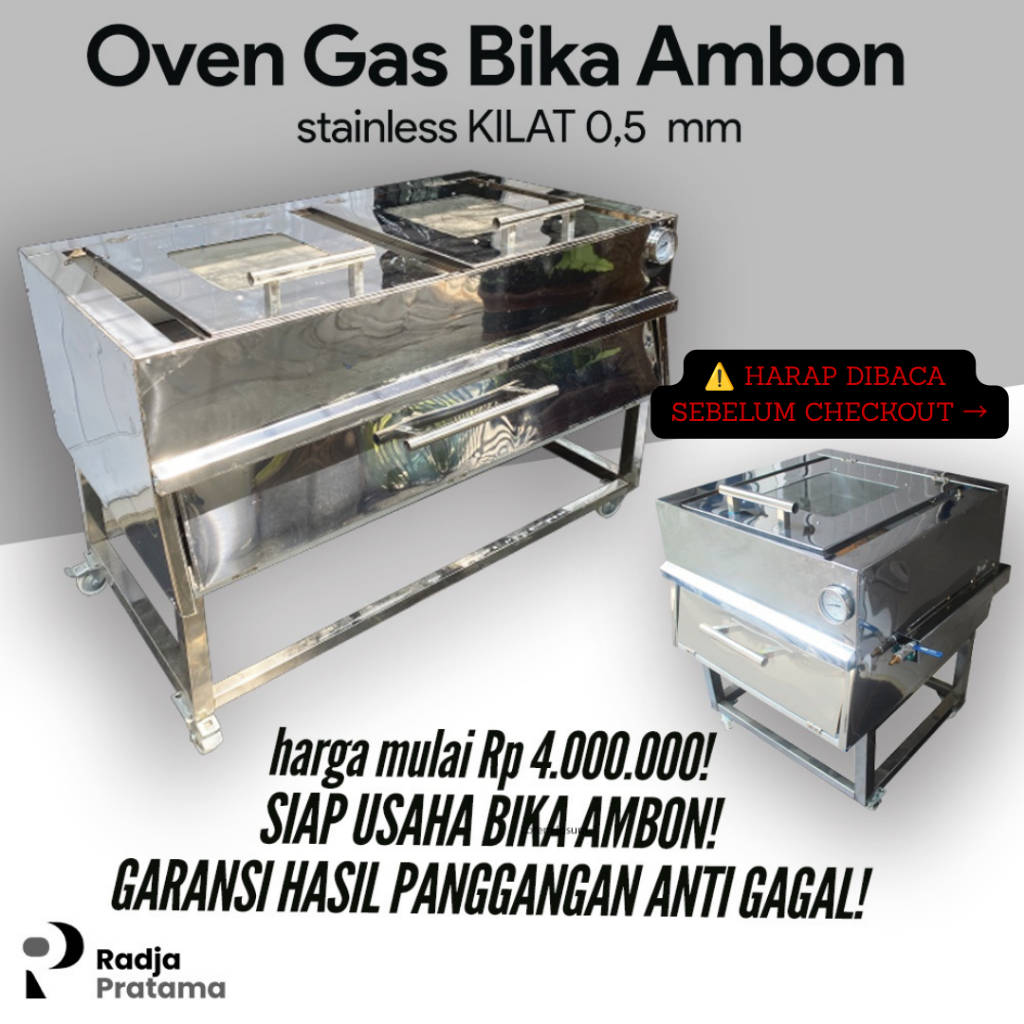 Oven Bika Ambon Gas Berkualitas Tipe Ekonomis tebal 0,5 mm.