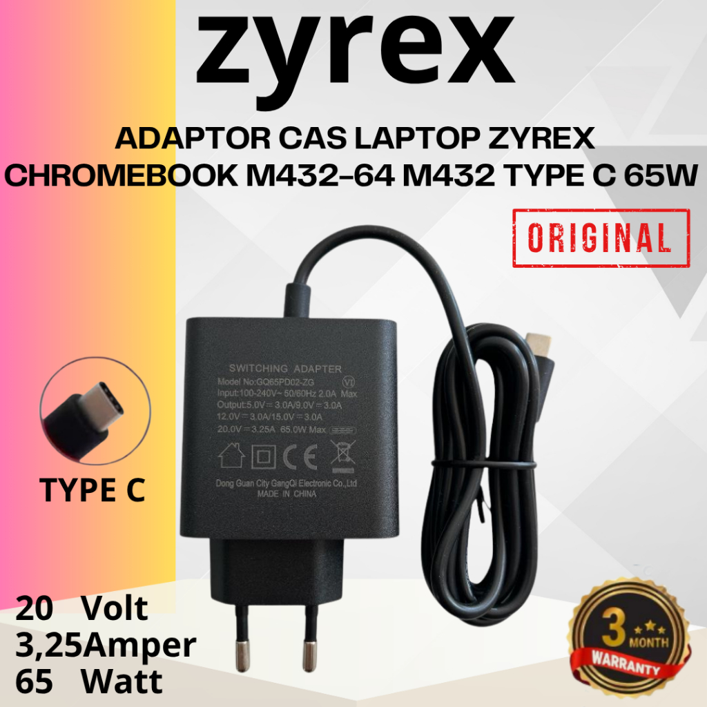 CAS LAPTOP ZYREX CHROMEBOOK M432-64 M432 TYPE C 65W