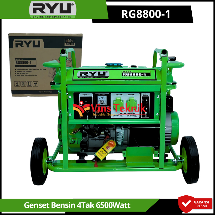 RYU RG8800-1 Mesin Genset Listrik Genset Bensin 4Tak Generator Genset 6500Watt RG 8800-1
