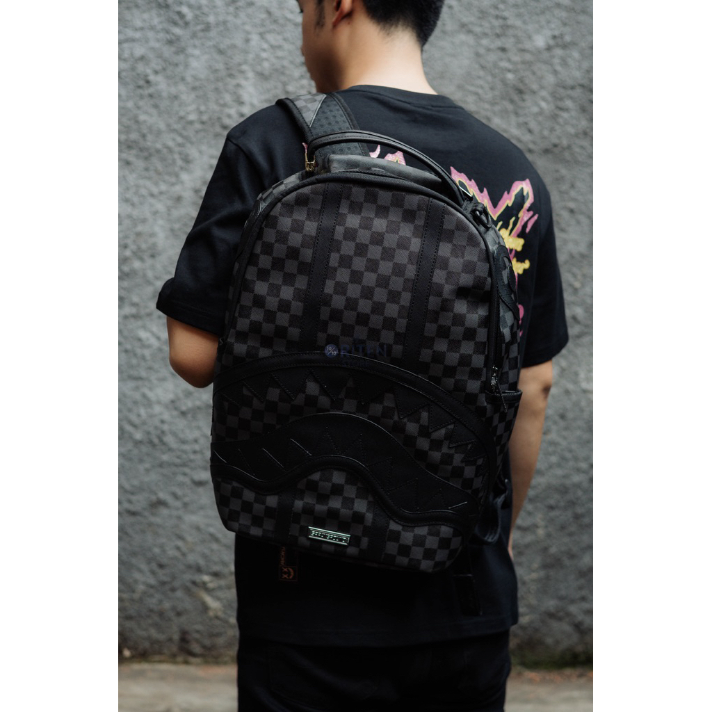 Sprayground Two List Shark Backpack Black Original