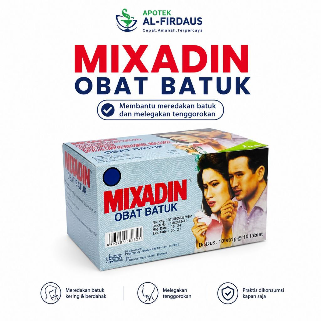 Mixadin 1 Box isi 25 Strip Meredakan Batuk Berdahak dan Melegakan Tenggorokan
