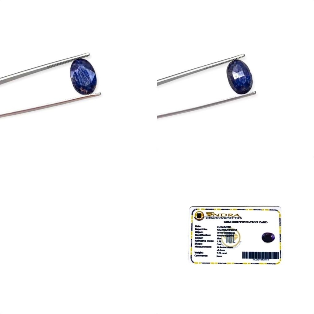7.75 Ct. Natural Blue Sapphire Africa Gemstone Sertifikat IGL