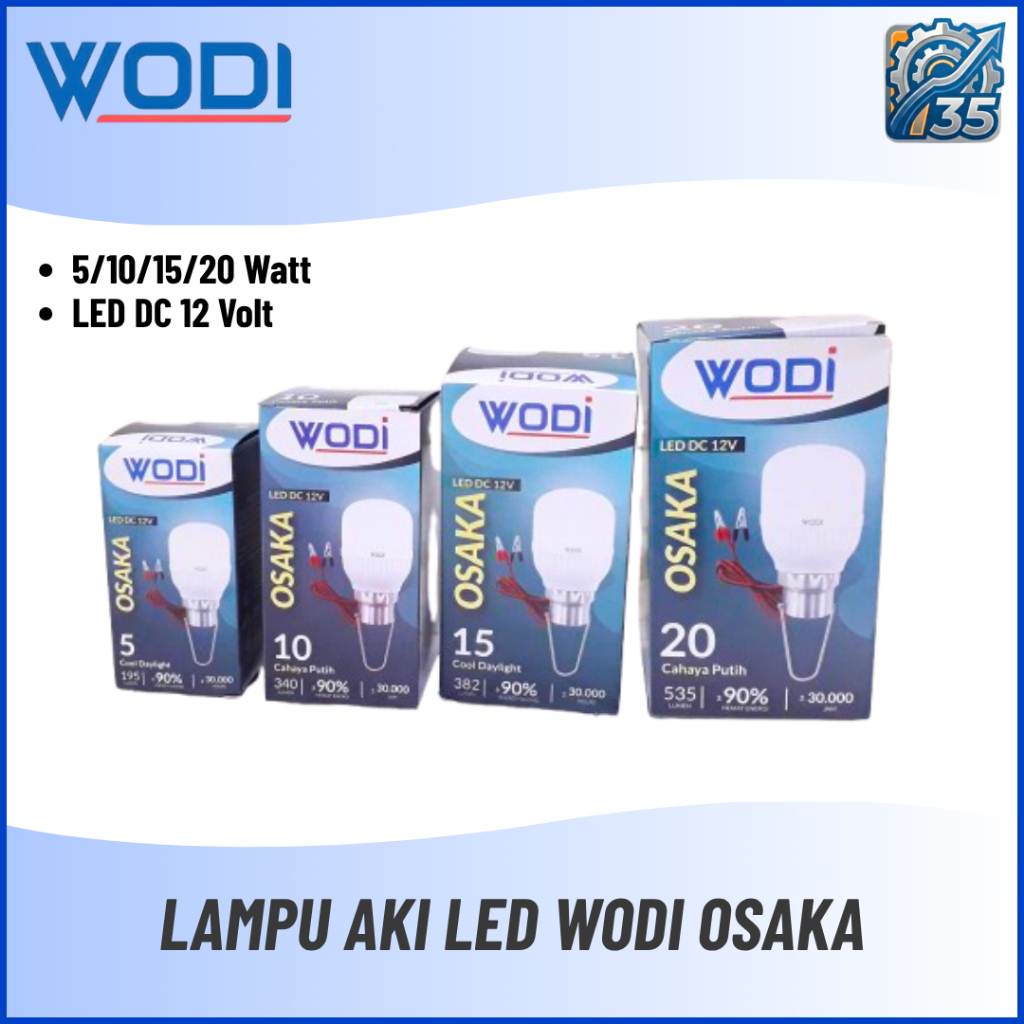 Lampu LED Aki WODI OSAKA DC 12V 5W 10W 15W 20W Lampu Darurat Aki