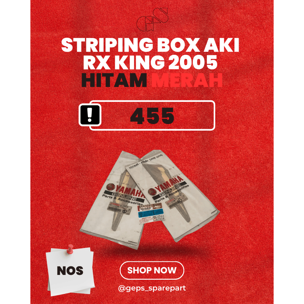 Striping Box Aki RX King 2005 Hitam Merah NOS