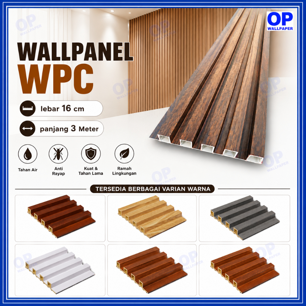 wallpanel WPC / wood panel wpc 16cm  PREMIUM termurah motif terbaru
