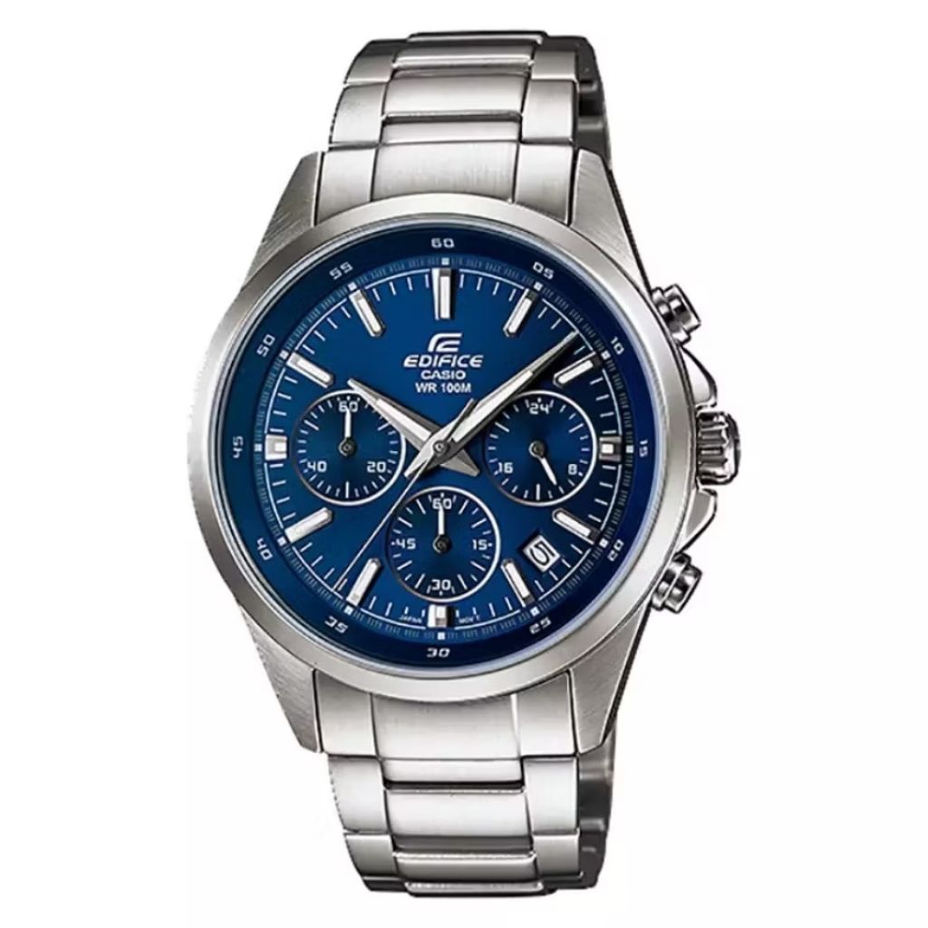 Jam Tangan Pria Casio Edifice EFR527D-2AVUDF Chronograph Men Blue Dial Stainless Steel Strap