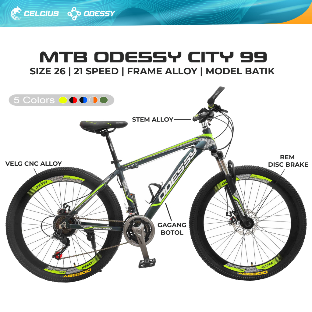 Sepeda MTB Odessy City 99 Frame Alloy 26" 21 Speed