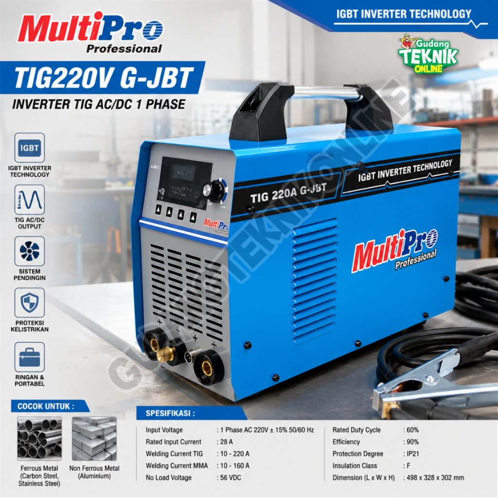 Mesin Las TIG 220AD G-JBT MULTIPRO TIG AC DC / Travo Las Argon Inverter 220A - Trafo Las Listrik AC 