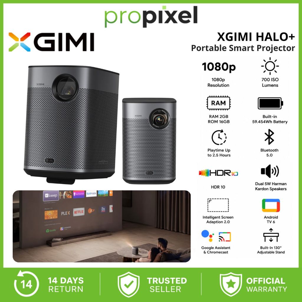 XGIMI Halo+ 900 ANSI Lumens 1080P Full HD DLP Portable Projector Halo Plus