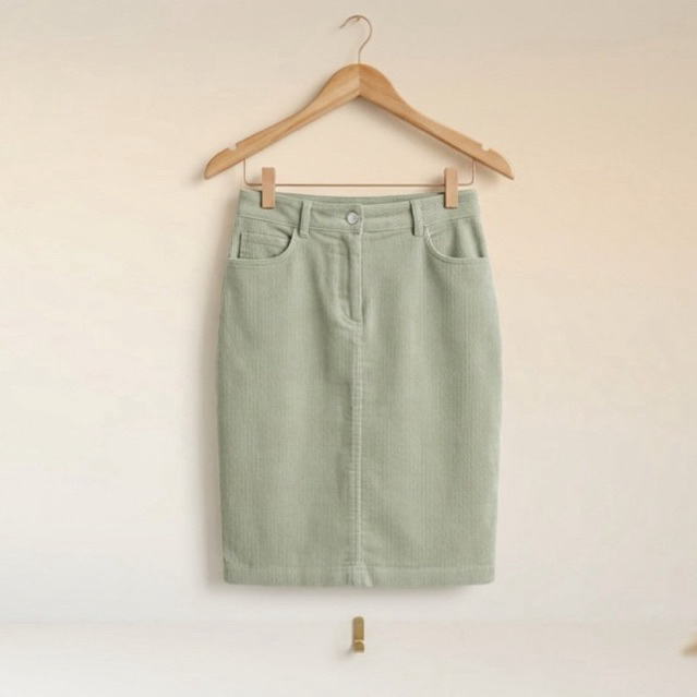 Rok corduroy warna sage