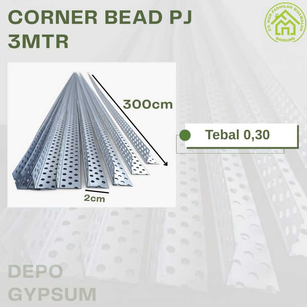 Corner Bead PJ 3mtr (0,3)/Lis Sudut/Corner Bead Sudut/Sudutan Partisi Gyspum