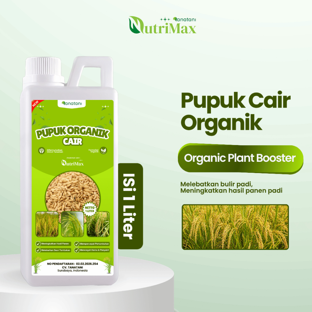 ORGANIC PLANT BOOSTER PADI 1 LITER - Pupuk Organik Cair Dan ZPT Khusus Tanaman Padi - Mempercepat Pe