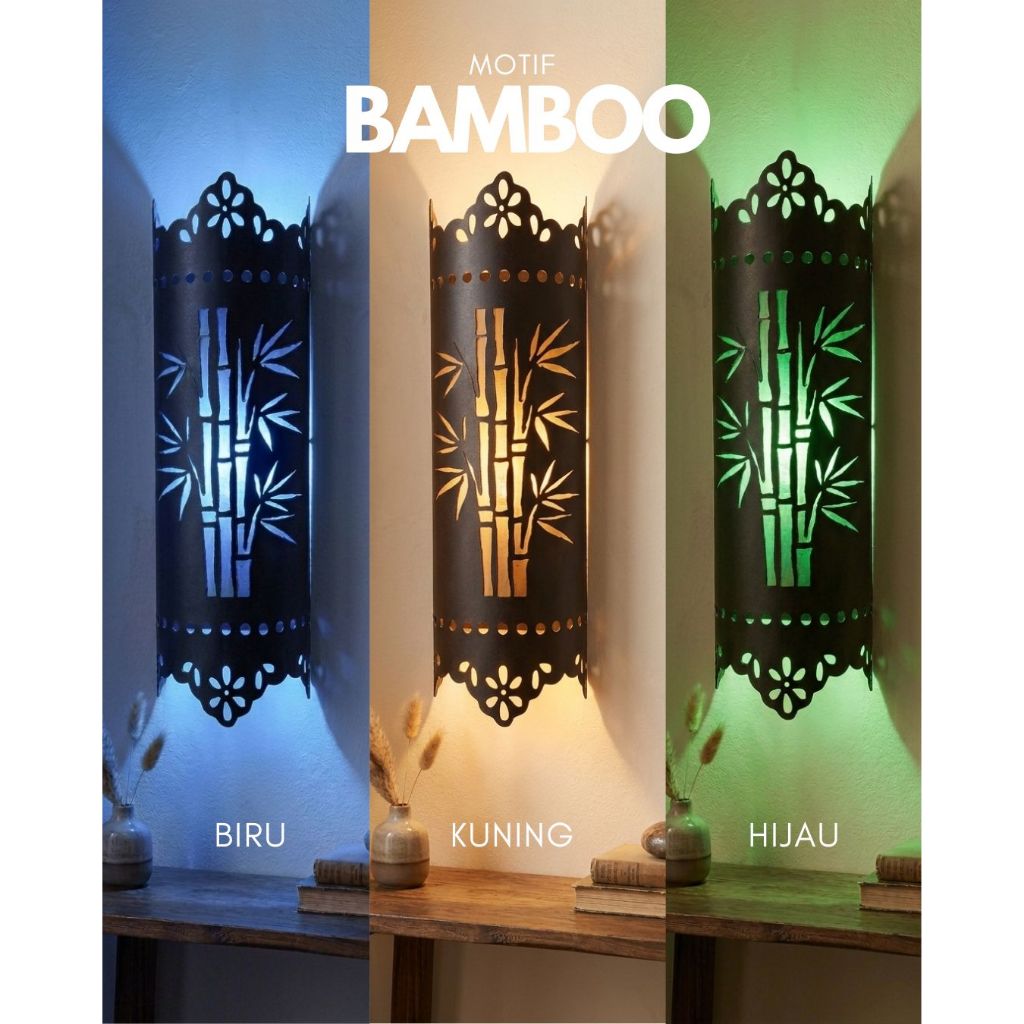 Lampu Hias Bentuk Bamboo, Lafadz Allah dan Lafadz Muhammad, Dengan 3 Pilihan Warna