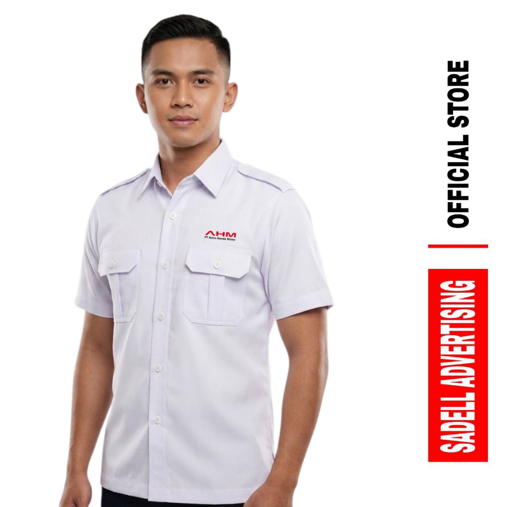 Kemeja PT AHM Lengan Panjang / Pendek / Baju Kerja PT AHM / Seragam Astra Honda Motor Drill Premium
