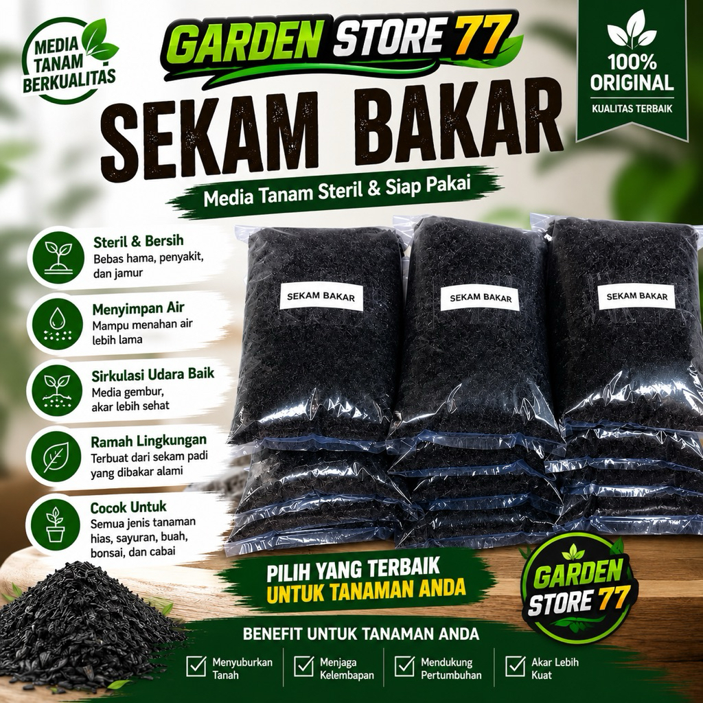 Media tanam sekam bakar 1kg / sekam bakar murni berat 1kg
