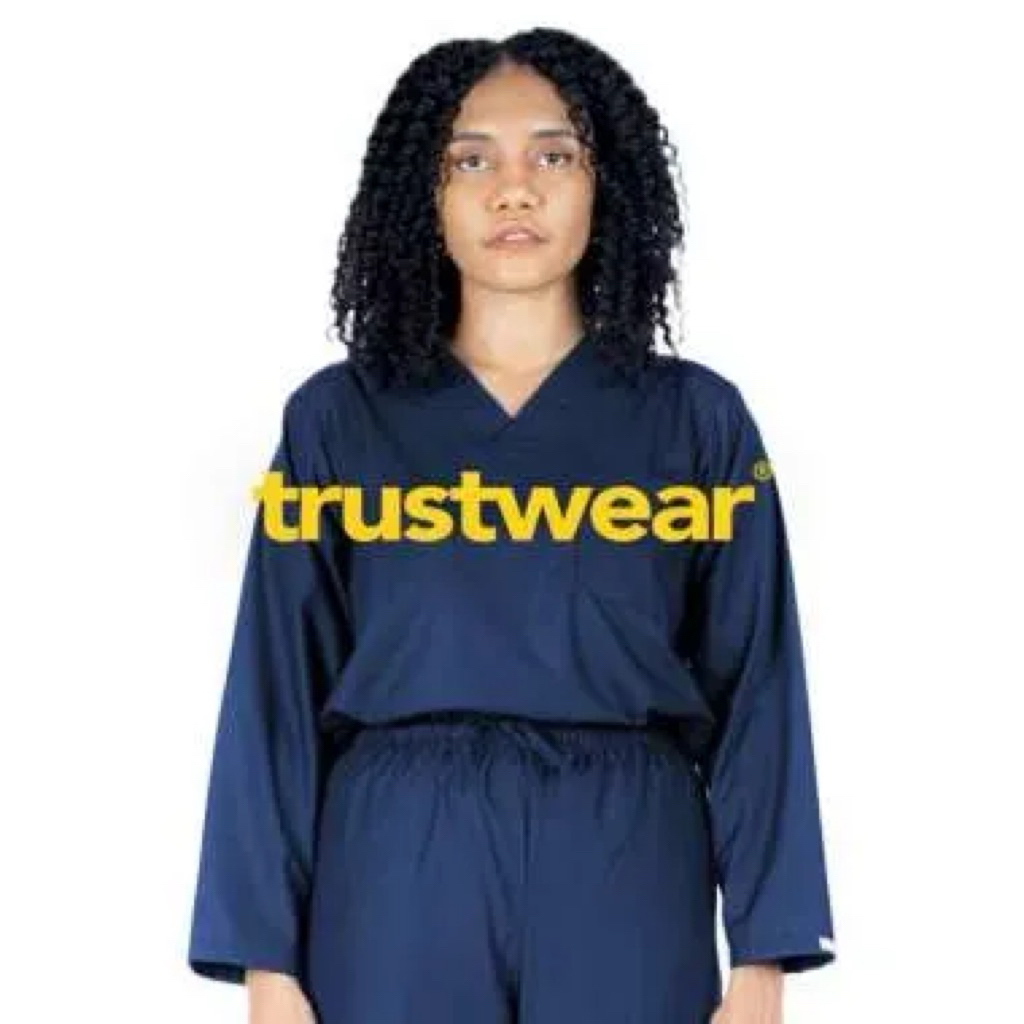 preloved scrub medis baju jaga trust wear sacolle trustwear tangan panjang navy