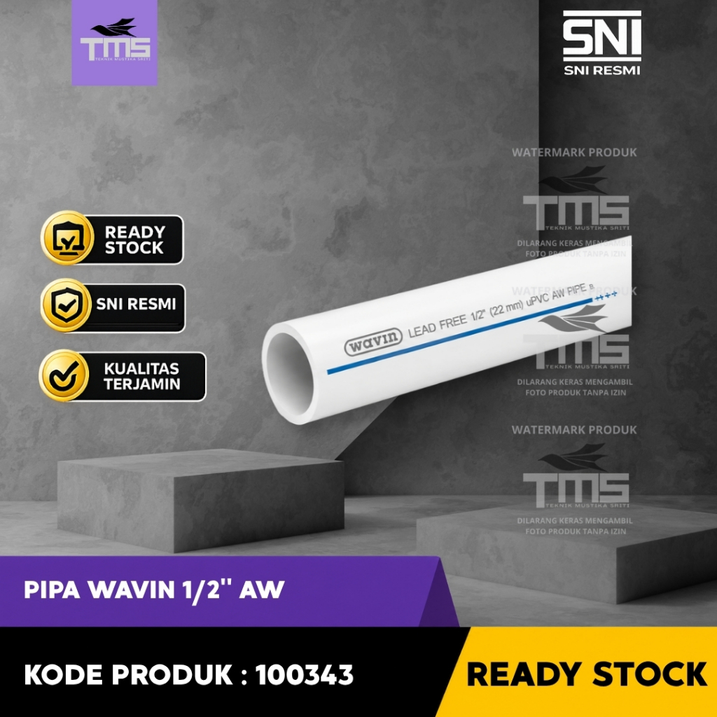 Pipa PVC Wavin 1/2 Inch AW 4 Meter Pipa Paralon SNI Original Ready Stock