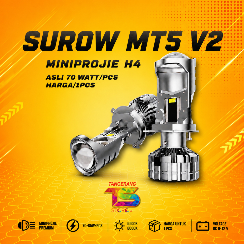 Lampu LED H4 Mini Projie Sorot Jauh 70 Watt Motor Mobil