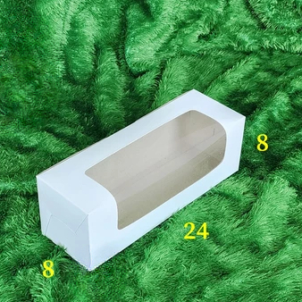 (10 Pcs) Kotak Bolu Mika Krdus Roll Tart 24x8x8 Dus Cake Putih Polos Duplex Putih
