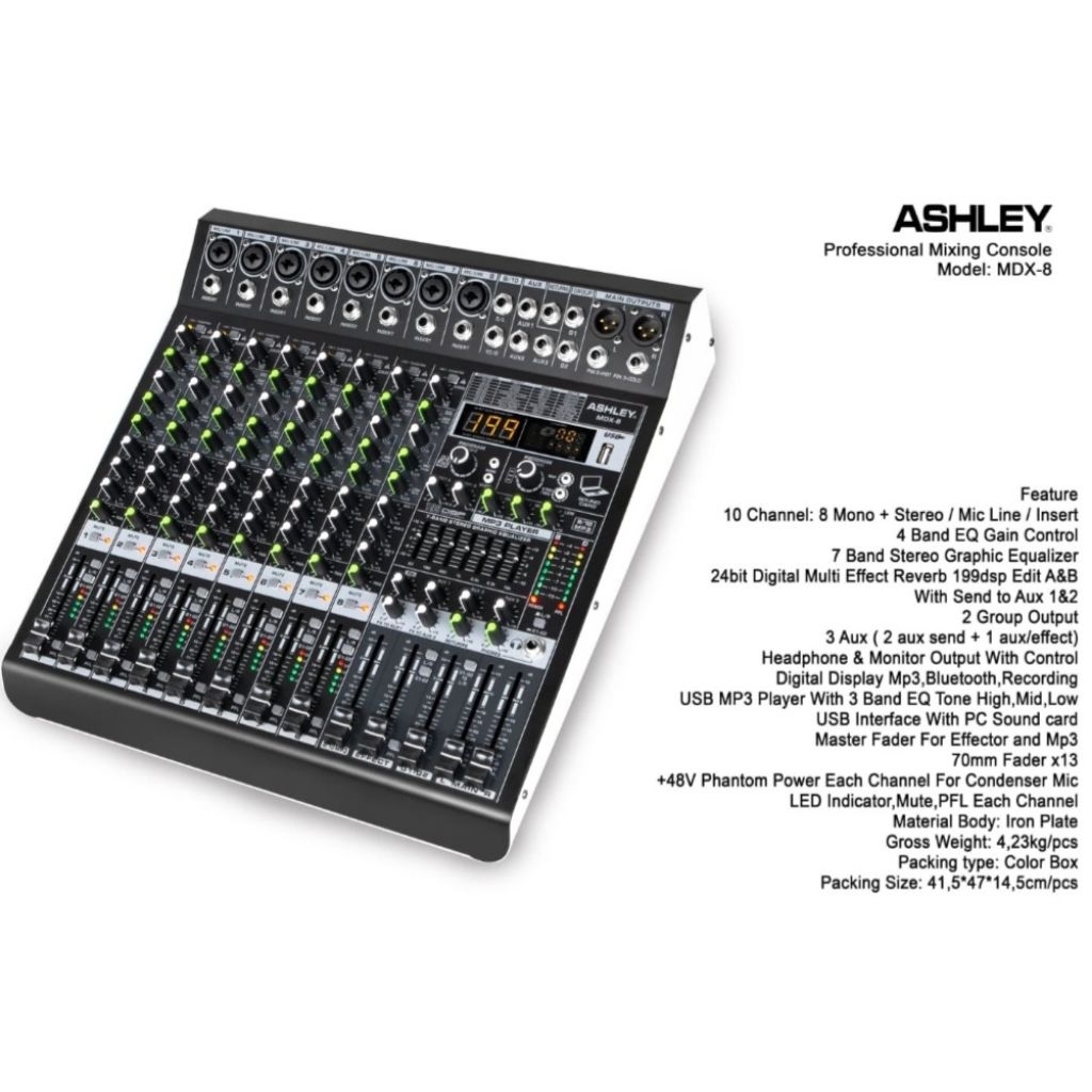 MIXER ASHLEY MDX8 MIXER ASHLEY 8 CHANNEL BISA SOUDCARD