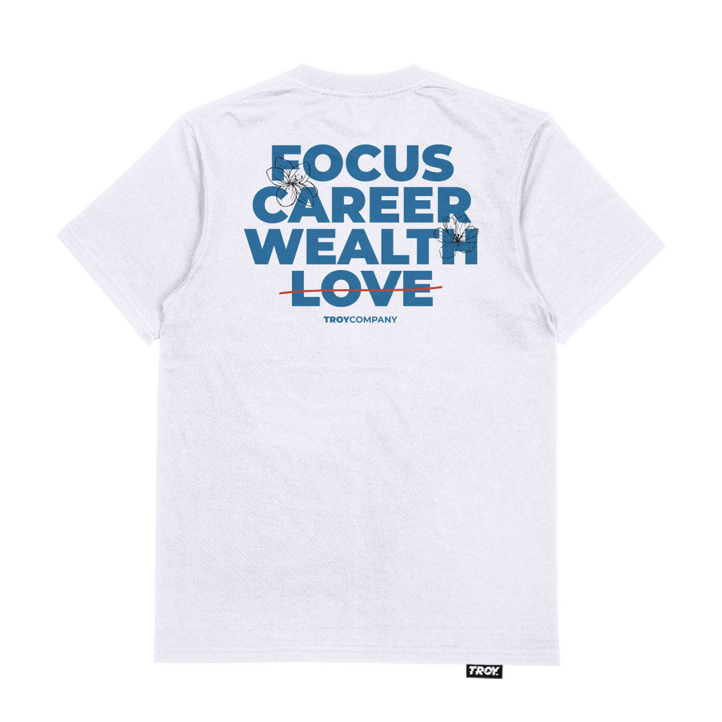Troy Company T-Shirt White NO LOVE - Kaos Pria Lengan Pendek Putih MTD 3586
