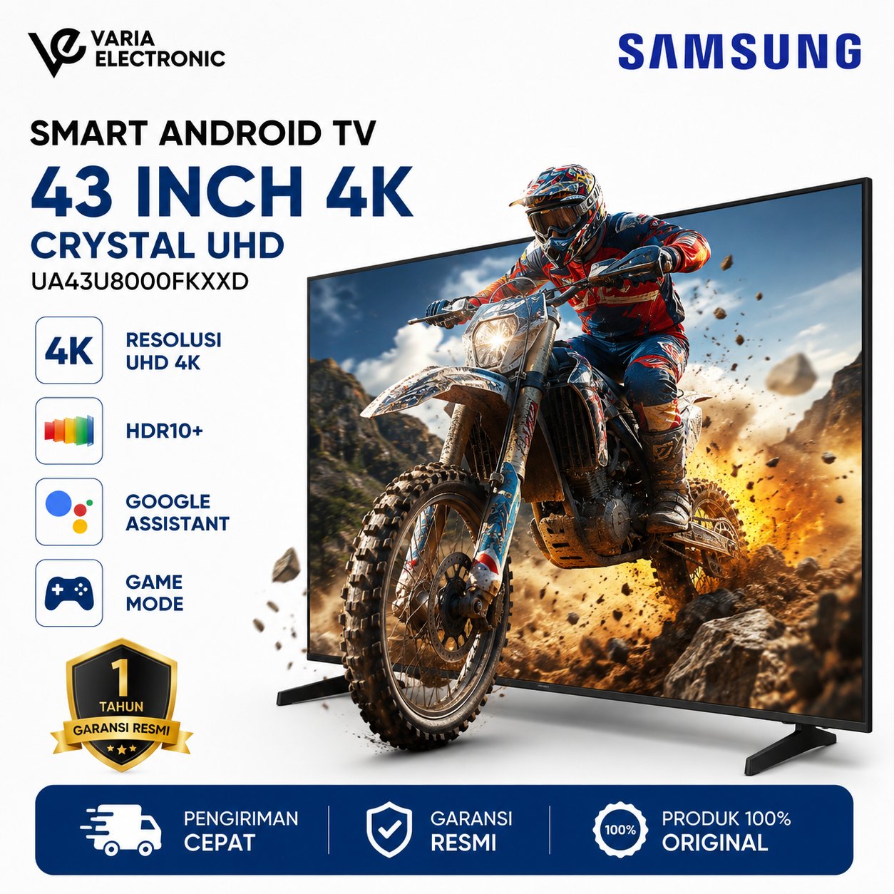 SAMSUNG Smart Android TV 43 Inch UHD 4K UA43U8000FK | UA43U8000FKXXD Google Assistant HDR10+