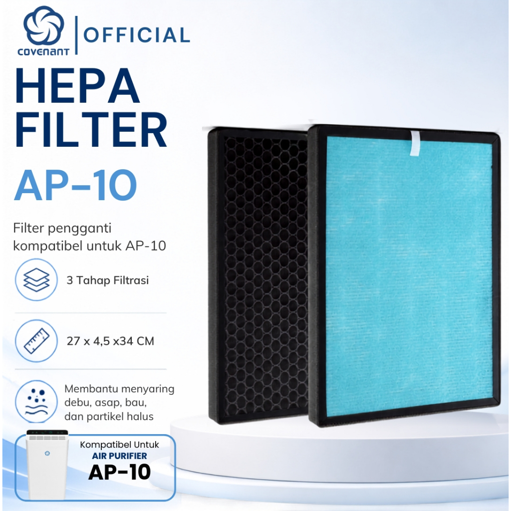 Covenant Official HEPA Filter Untuk Air Purifier AP-10 Filter Udara Anti Alergi Bakteri Debu Asap da