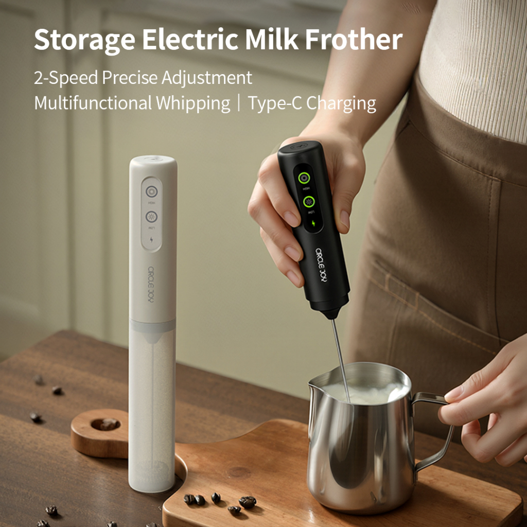 CIRCLE JOY Milk Frother Elektrik Rechargeable USB Type-C 2 Kecepatan Busa Susu Portable Pengocok Kop