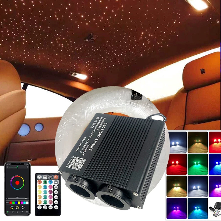 READY Lampu Plafon Bintang Fiber Optik Mobil LED RGBW Fiber Optik Double Head 32W Kontrol Aplikasi